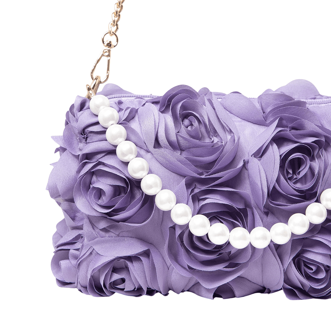 Elegant Rose Flower Dinner Bag Faux Pearl Handbag Metal Chain Crossbody Bag, Drestiny, Handbags, Purses, United States, Canada, Australia, New Zealand, United Kingdom, Flower Handbags, Floral Handbags, Small flower handbags, flower handbags for women, Pink, Purple, Pink Handbags, Purple Handbags, Lavender, Ivory, White, shopdrestiny.com