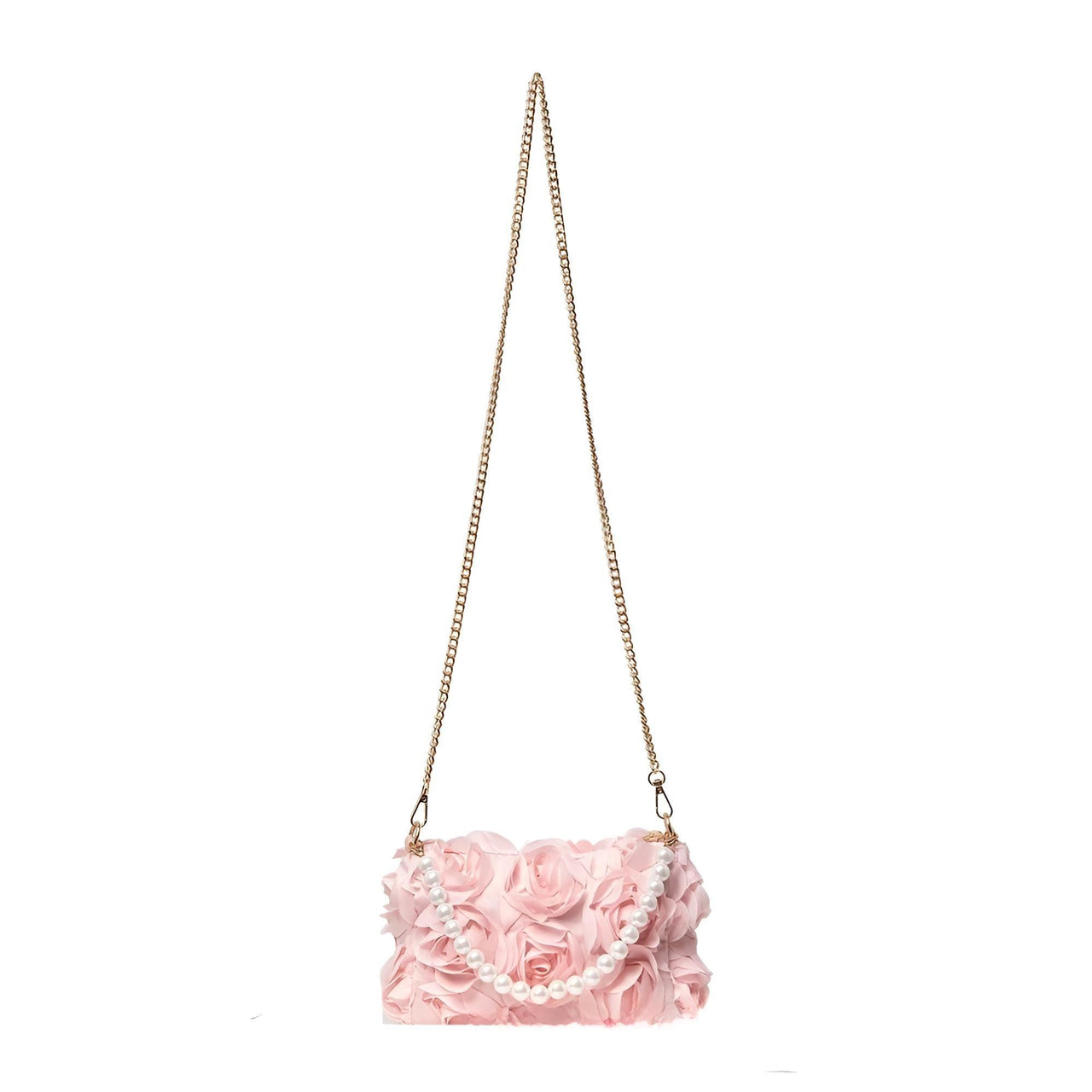 Elegant Rose Flower Dinner Bag Faux Pearl Handbag Metal Chain Crossbody Bag, Drestiny, Handbags, Purses, United States, Canada, Australia, New Zealand, United Kingdom, Flower Handbags, Floral Handbags, Small flower handbags, flower handbags for women, Pink, Purple, Pink Handbags, Purple Handbags, Lavender, Ivory, White, shopdrestiny.com