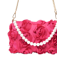 Thumbnail for Elegant Rose Flower Dinner Bag Faux Pearl Handbag Metal Chain Crossbody Bag, Drestiny, Handbags, Purses, United States, Canada, Australia, New Zealand, United Kingdom, Flower Handbags, Floral Handbags, Small flower handbags, flower handbags for women, Pink, Purple, Pink Handbags, Purple Handbags, Lavender, Ivory, White, Deep Pink, Black, shopdrestiny.com