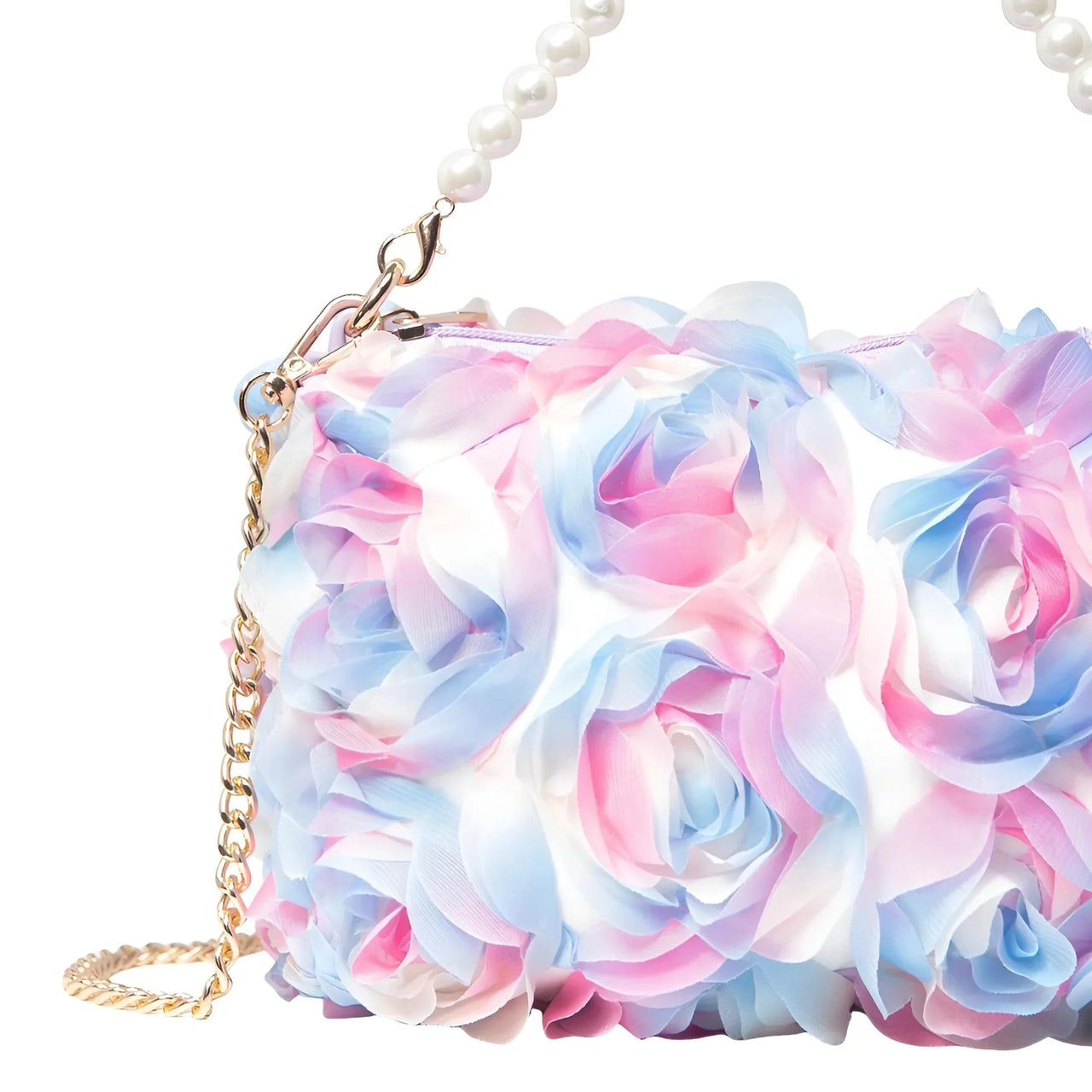 Elegant Rose Flower Dinner Bag Faux Pearl Handbag Metal Chain Crossbody Bag, Drestiny, Handbags, Purses, United States, Canada, Australia, New Zealand, United Kingdom, Flower Handbags, Floral Handbags, Small flower handbags, flower handbags for women, Pink, Purple, Pink Handbags, Purple Handbags, Lavender, Ivory, White, Deep Pink, Black, shopdrestiny.com