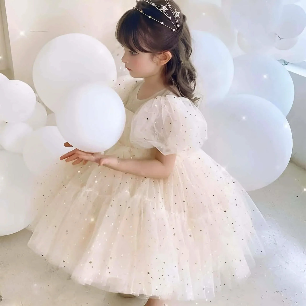 Elegant Sequin Girl's Ruffle Tutu Dress