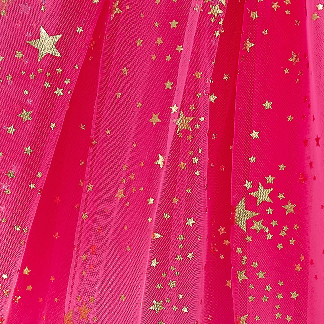 Pink fabric with gold star patterns