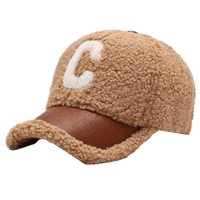 Thumbnail for Faux Lambswool Baseball Caps Letter C Embroidery Snap Back Hats For Women Men, Drestiny, Lambswool Baseball Cap, Winter Baseball Cap, Luxury Faux Fur Baseball Cap, Faux Cashmere Baseball Cap, Designer Baseball Cap Lambswool, United States, USA, Canada, Australia, New Zealand, United Kingdom, UK, Khaki, Black, Beige, Pink, White, Brown, Dark Grey, One Size, Adjustable Baseball Cap, Shopdrestiny.com