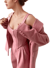 Thumbnail for Fish Bone Top Blazer Pants Sets 3 Pieces For Women Solid One Button Jacket Crop Tops High Waist Pocket Pants Lady Office Set, Drestiny, Pant Sets, Pant Suits, Sets, Blazers, Jackets, Crop Tops, 3 Piece Grey Suit for Women, 3 Piece Pink Suit for Women, Dress Pants, Casual Pants, Pantsuits, S, M, L, United States, Australia, New Zealand, United Kingdom, Sleeveless, Long Sleeve, Grey, Pink, shopdrestiny.com