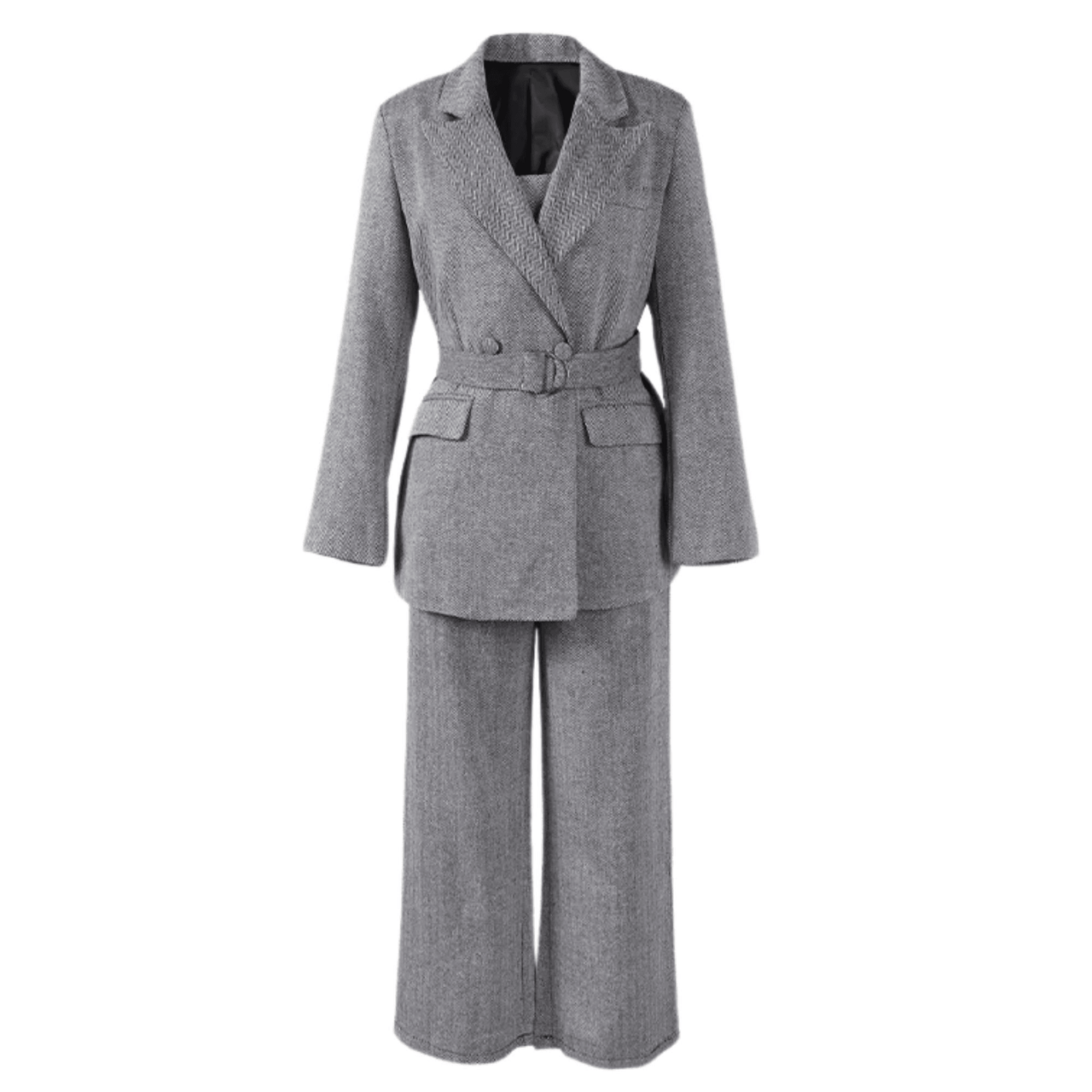 Fish Bone Top Blazer Pants Sets 3 Pieces For Women Solid One Button Jacket Crop Tops High Waist Pocket Pants Lady Office Set, Drestiny, Pant Sets, Pant Suits, Sets, Blazers, Jackets, Crop Tops, 3 Piece Grey Suit for Women, 3 Piece Pink Suit for Women, Dress Pants, Casual Pants, Pantsuits, S, M, L, United States, Australia, New Zealand, United Kingdom, Sleeveless, Long Sleeve, Grey, Pink, shopdrestiny.com