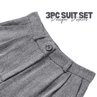 Thumbnail for Fish Bone Top Blazer Pants Sets 3 Pieces For Women Solid One Button Jacket Crop Tops High Waist Pocket Pants Lady Office Set, Drestiny, Pant Sets, Pant Suits, Sets, Blazers, Jackets, Crop Tops, 3 Piece Grey Suit for Women, 3 Piece Pink Suit for Women, Dress Pants, Casual Pants, Pantsuits, S, M, L, United States, Australia, New Zealand, United Kingdom, Sleeveless, Long Sleeve, Grey, Pink, shopdrestiny.com