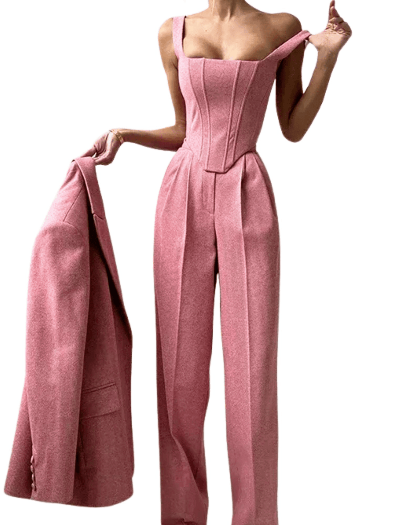 Fish Bone Top Blazer Pants Sets 3 Pieces For Women Solid One Button Jacket Crop Tops High Waist Pocket Pants Lady Office Set, Drestiny, Pant Sets, Pant Suits, Sets, Blazers, Jackets, Crop Tops, 3 Piece Grey Suit for Women, 3 Piece Pink Suit for Women, Dress Pants, Casual Pants, Pantsuits, S, M, L, United States, Australia, New Zealand, United Kingdom, Sleeveless, Long Sleeve, Grey, Pink, shopdrestiny.com