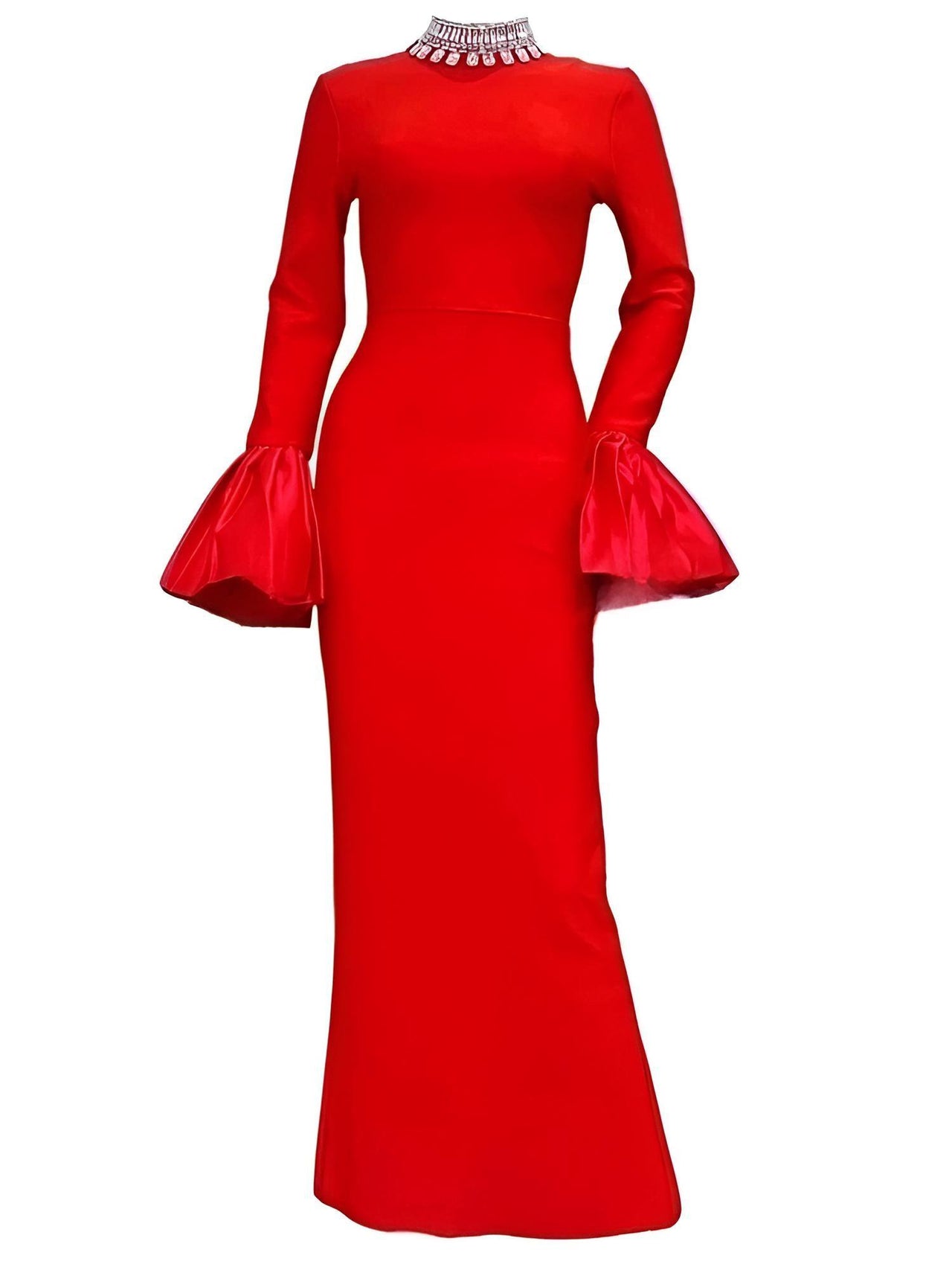 Flare Sleeve Shining Diamond Neck Long Dress Elegant Woman Black Bandage Evening Party Dress Cocktail Party Outfit, Drestiny, Ankle Length Dresses, Cocktail Dresses, Hollywood Dresses, Long Black Dresses, Maxi Dresses, Black, Silver, Diamond Dresses, Long Sleeves, Long Sleeve Dresses, Red, Red Long Dresses, Red Maxi Dresses, Red Long Sleeve Dresses, United States, Canada, Australia, New Zealand, United Kingdom, XS, S, M, L, XL, shopdrestiny.com