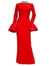 Thumbnail for Flare Sleeve Shining Diamond Neck Long Dress Elegant Woman Black Bandage Evening Party Dress Cocktail Party Outfit, Drestiny, Ankle Length Dresses, Cocktail Dresses, Hollywood Dresses, Long Black Dresses, Maxi Dresses, Black, Silver, Diamond Dresses, Long Sleeves, Long Sleeve Dresses, Red, Red Long Dresses, Red Maxi Dresses, Red Long Sleeve Dresses, United States, Canada, Australia, New Zealand, United Kingdom, XS, S, M, L, XL, shopdrestiny.com