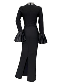 Thumbnail for Flare Sleeve Shining Diamond Neck Long Dress Elegant Woman Black Bandage Evening Party Dress Cocktail Party Outfit, Drestiny, Ankle Length Dresses, Cocktail Dresses, Hollywood Dresses, Long Black Dresses, Maxi Dresses, Black, Silver, Diamond Dresses, Long Sleeves, Long Sleeve Dresses, United States, Canada, Australia, New Zealand, United Kingdom, XS, S, M, L, XL, shopdrestiny.com