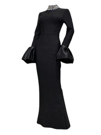 Thumbnail for Flare Sleeve Shining Diamond Neck Long Dress Elegant Woman Black Bandage Evening Party Dress Cocktail Party Outfit, Drestiny, Ankle Length Dresses, Cocktail Dresses, Hollywood Dresses, Long Black Dresses, Maxi Dresses, Black, Silver, Diamond Dresses, Long Sleeves, Long Sleeve Dresses, United States, Canada, Australia, New Zealand, United Kingdom, XS, S, M, L, XL, shopdrestiny.com