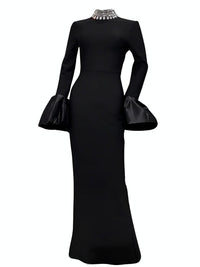 Thumbnail for Flare Sleeve Shining Diamond Neck Long Dress Elegant Woman Black Bandage Evening Party Dress Cocktail Party Outfit, Drestiny, Ankle Length Dresses, Cocktail Dresses, Hollywood Dresses, Long Black Dresses, Maxi Dresses, Black, Silver, Diamond Dresses, Long Sleeves, Long Sleeve Dresses, United States, Canada, Australia, New Zealand, United Kingdom, XS, S, M, L, XL, shopdrestiny.com