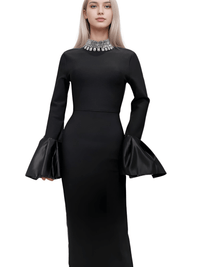 Thumbnail for Flare Sleeve Shining Diamond Neck Long Dress Elegant Woman Black Bandage Evening Party Dress Cocktail Party Outfit, Drestiny, Ankle Length Dresses, Cocktail Dresses, Hollywood Dresses, Long Black Dresses, Maxi Dresses, Black, Silver, Diamond Dresses, Long Sleeves, Long Sleeve Dresses, United States, Canada, Australia, New Zealand, United Kingdom, XS, S, M, L, XL, shopdrestiny.com