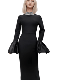 Thumbnail for Flare Sleeve Shining Diamond Neck Long Dress Elegant Woman Black Bandage Evening Party Dress Cocktail Party Outfit, Drestiny, Ankle Length Dresses, Cocktail Dresses, Hollywood Dresses, Long Black Dresses, Maxi Dresses, Black, Silver, Diamond Dresses, Long Sleeves, Long Sleeve Dresses, United States, Canada, Australia, New Zealand, United Kingdom, XS, S, M, L, XL, shopdrestiny.com