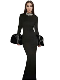 Thumbnail for Flare Sleeve Shining Diamond Neck Long Dress Elegant Woman Black Bandage Evening Party Dress Cocktail Party Outfit, Drestiny, Ankle Length Dresses, Cocktail Dresses, Hollywood Dresses, Long Black Dresses, Maxi Dresses, Black, Silver, Diamond Dresses, Long Sleeves, Long Sleeve Dresses, United States, Canada, Australia, New Zealand, United Kingdom, XS, S, M, L, XL, shopdrestiny.com