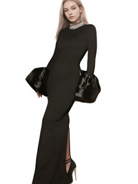 Thumbnail for Flare Sleeve Shining Diamond Neck Long Dress Elegant Woman Black Bandage Evening Party Dress Cocktail Party Outfit, Drestiny, Ankle Length Dresses, Cocktail Dresses, Hollywood Dresses, Long Black Dresses, Maxi Dresses, Black, Silver, Diamond Dresses, Long Sleeves, Long Sleeve Dresses, United States, Canada, Australia, New Zealand, United Kingdom, XS, S, M, L, XL, shopdrestiny.com