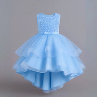 Thumbnail for Flower Girl's Trailing Sequin Dress Baby Wedding Christmas Party Dress Teenager Children Kids Elegant Dress for 3-15Years