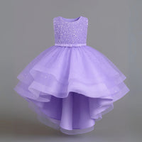 Thumbnail for Flower Girl's Trailing Sequin Dress Baby Wedding Christmas Party Dress Teenager Children Kids Elegant Dress for 3-15Years