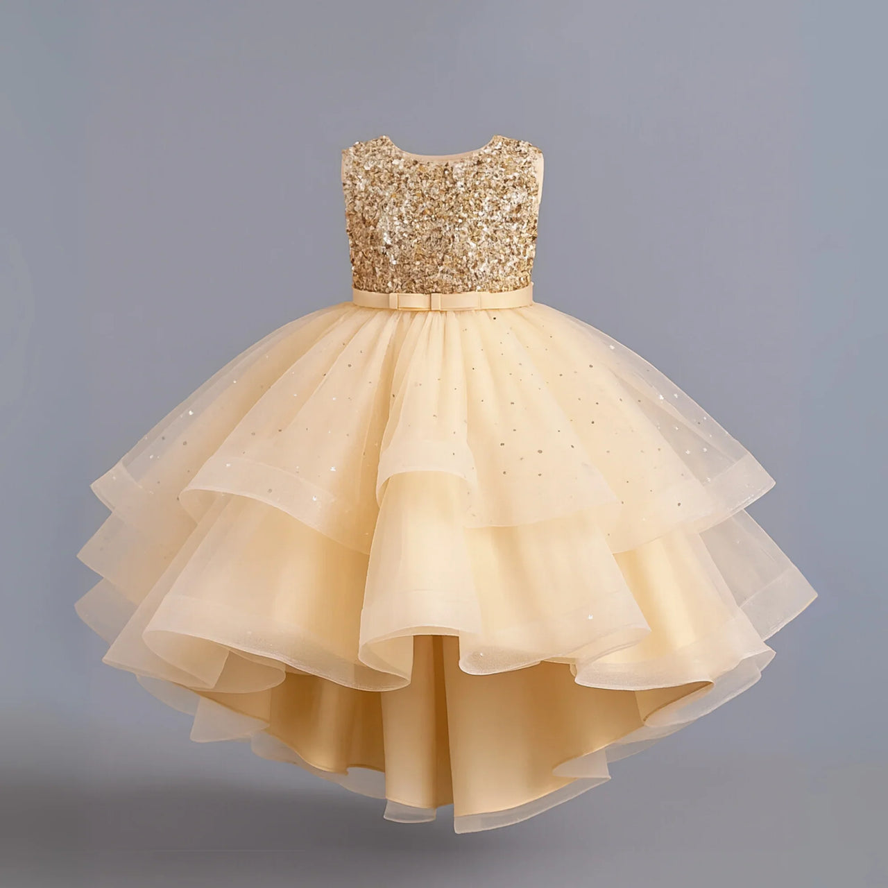 Flower Girl's Trailing Sequin Dress Baby Wedding Christmas Party Dress Teenager Children Kids Elegant Dress for 3-15Years