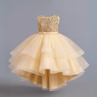 Thumbnail for Flower Girl's Trailing Sequin Dress Baby Wedding Christmas Party Dress Teenager Children Kids Elegant Dress for 3-15Years
