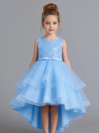 Thumbnail for Flower Girl's Trailing Sequin Dress Baby Wedding Christmas Party Dress Teenager Children Kids Elegant Dress for 3-15Years