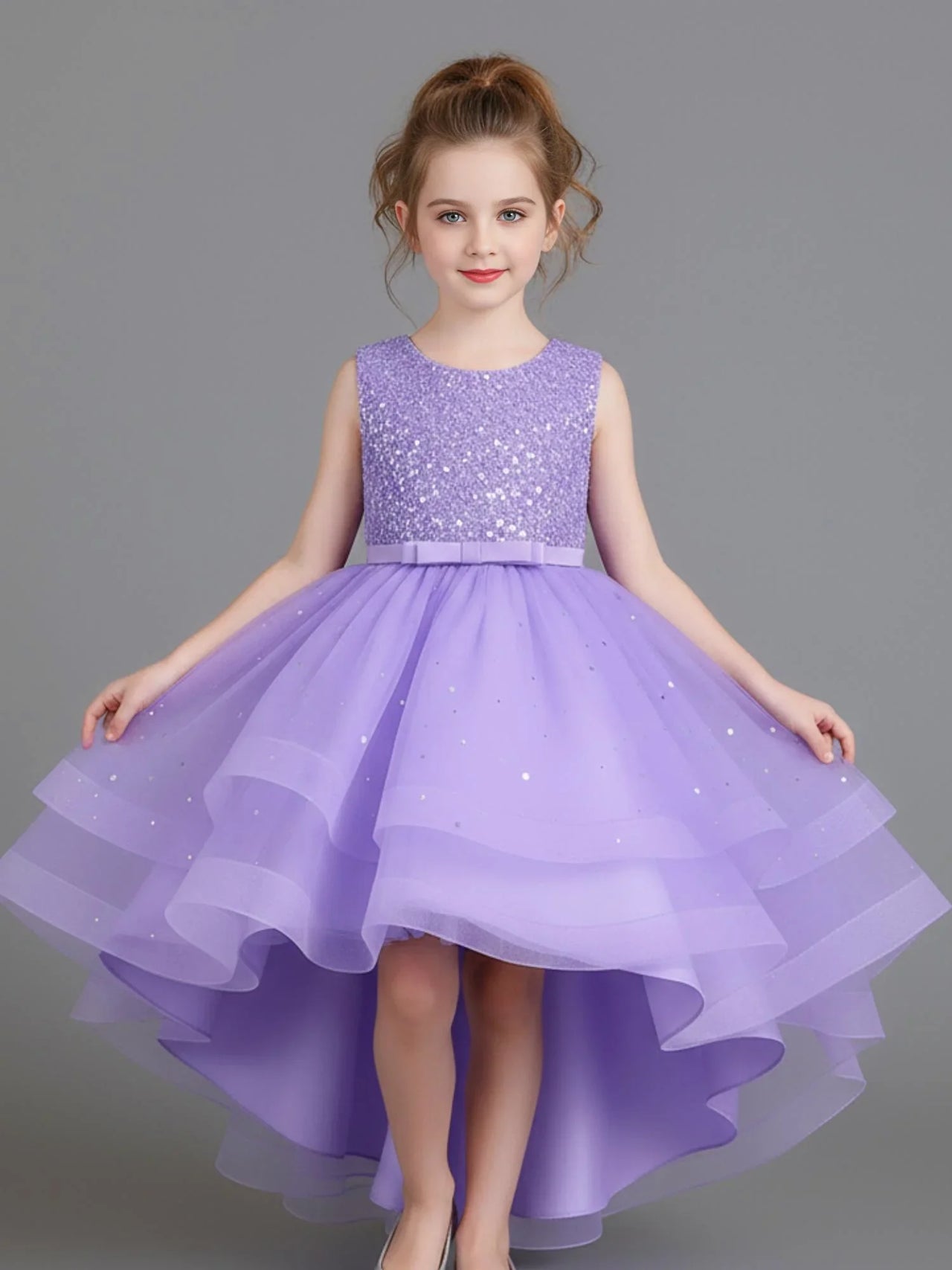 Flower Girl's Trailing Sequin Dress Baby Wedding Christmas Party Dress Teenager Children Kids Elegant Dress for 3-15Years