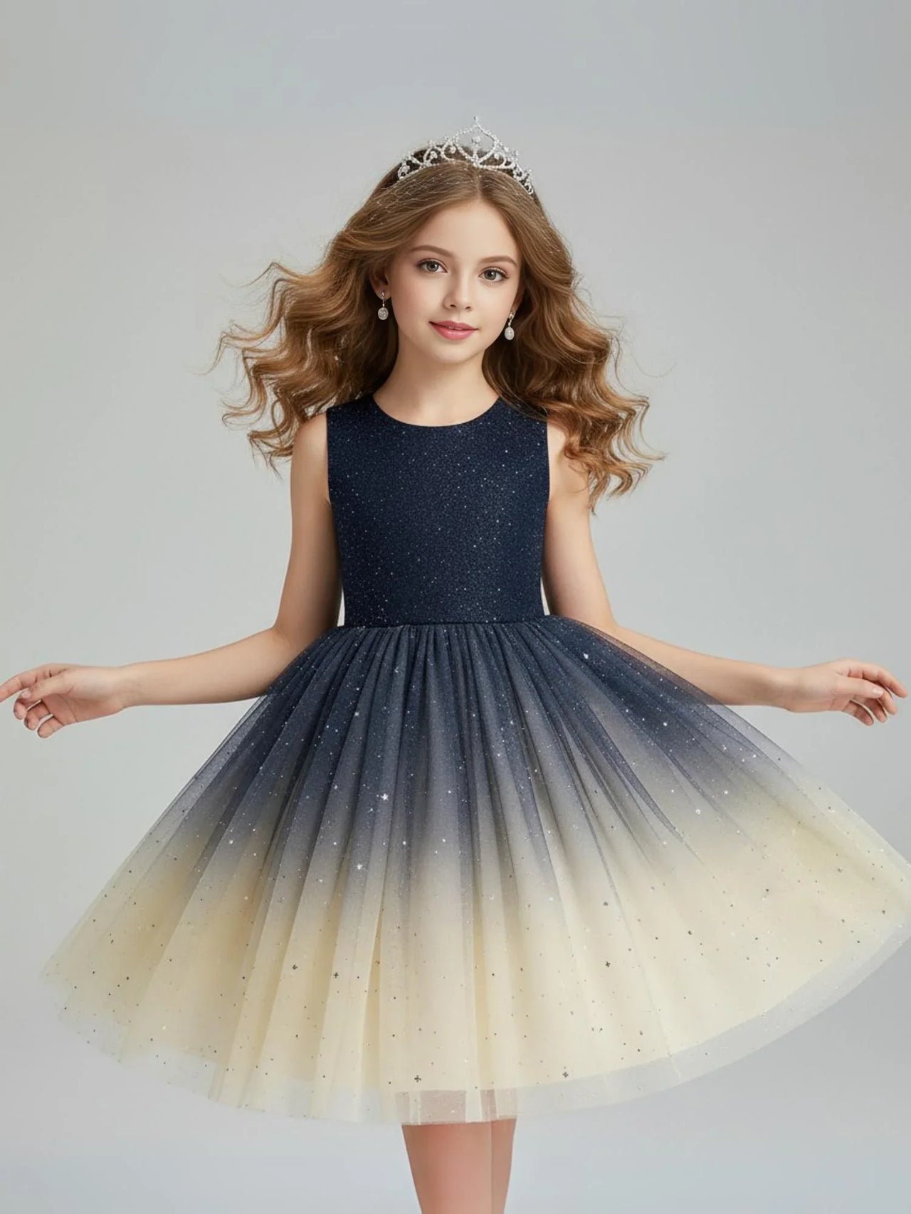 Flower Girl's Trailing Sequin Dress Baby Wedding Christmas Party Dress Teenager Children Kids Elegant Dress for 3-15Years