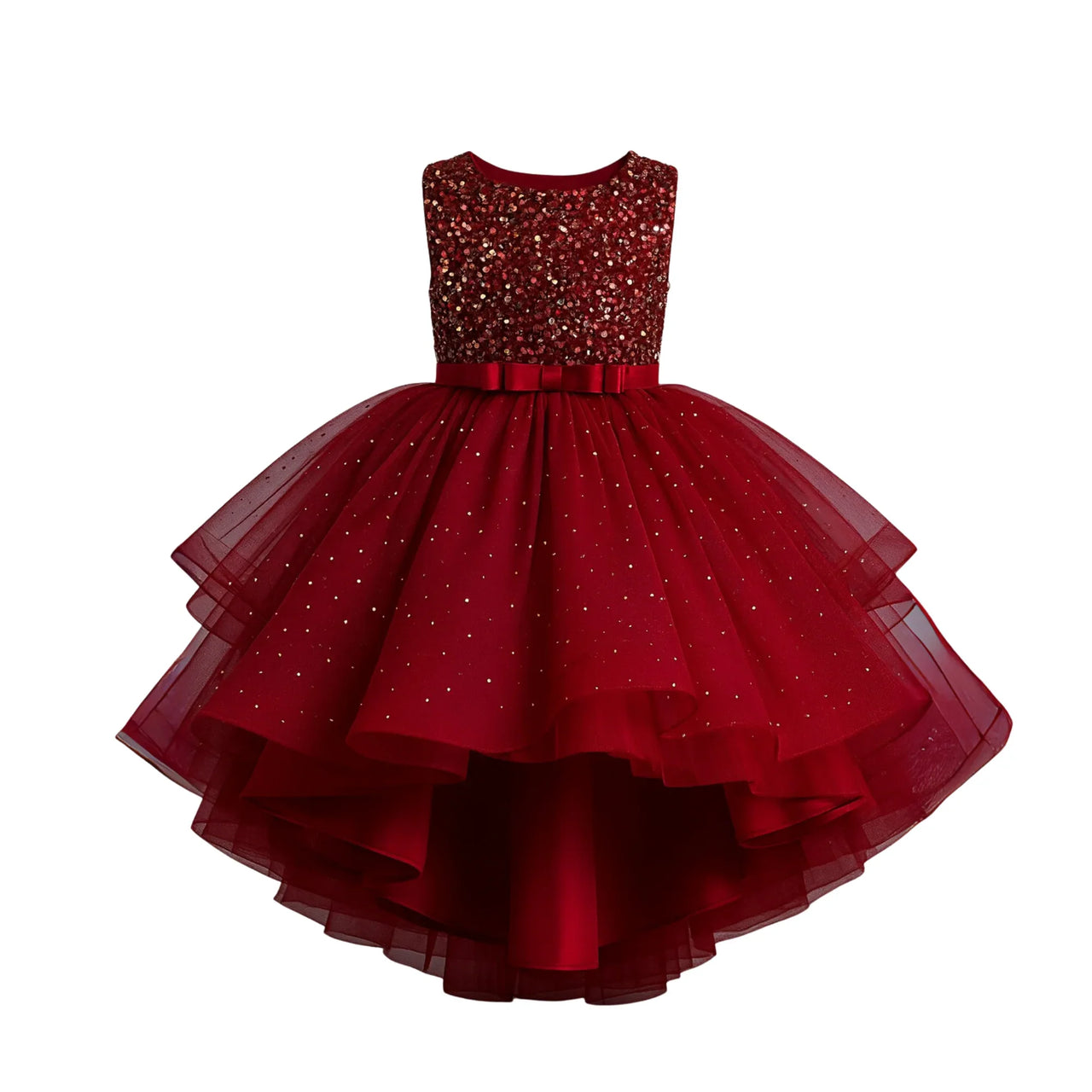 Flower Girl's Trailing Sequin Dress Baby Wedding Christmas Party Dress Teenager Children Kids Elegant Dress for 3-15Years