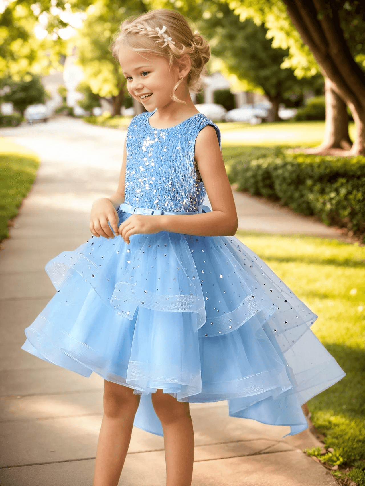 Flower Girl's Trailing Sequin Dress Baby Wedding Christmas Party Trailing Dress Teenager Children Kids Elegant Dress for 3-15Years, Drestiny, Dresses, Midi Dresses, Sleeveless, United States, USA, Canada, Australia, New Zealand, United Kingdom, UK, 3-4T, 5T, 6-7T, 8Y, 9-10Y, 11-12Y, 13-14Y, Gold, Wine Red, Sky Blue, Purple, Pink, White, Navy, girls' flower girl dresses, girls' formal trailing dresses, shopdrestiny.com