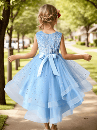Thumbnail for Flower Girl's Trailing Sequin Dress Baby Wedding Christmas Party Trailing Dress Teenager Children Kids Elegant Dress for 3-15Years, Drestiny, Dresses, Midi Dresses, Sleeveless, United States, USA, Canada, Australia, New Zealand, United Kingdom, UK, 3-4T, 5T, 6-7T, 8Y, 9-10Y, 11-12Y, 13-14Y, Gold, Wine Red, Sky Blue, Purple, Pink, White, Navy, girls' flower girl dresses, girls' formal trailing dresses, shopdrestiny.com