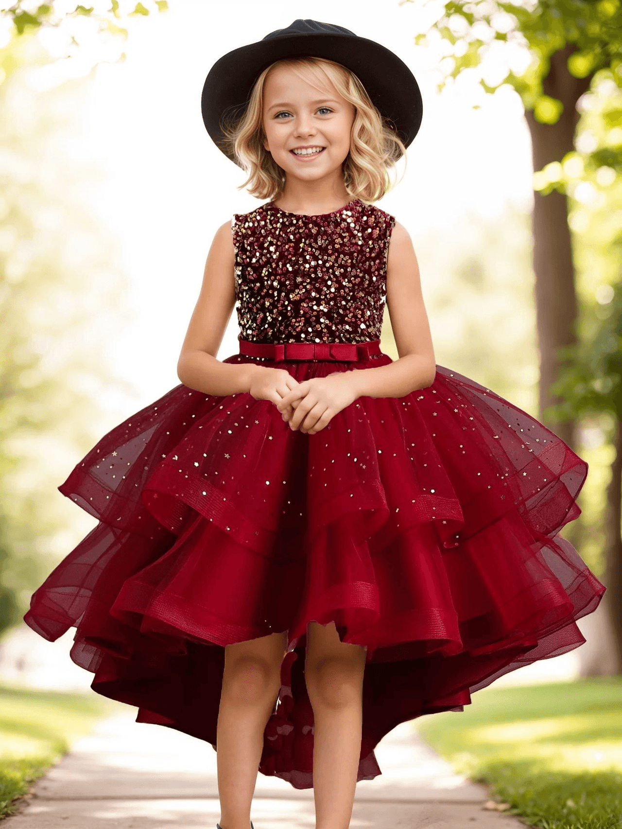 Flower Girl's Trailing Sequin Dress Baby Wedding Christmas Party Trailing Dress Teenager Children Kids Elegant Dress for 3-15Years, Drestiny, Dresses, Midi Dresses, Sleeveless, United States, USA, Canada, Australia, New Zealand, United Kingdom, UK, 3-4T, 5T, 6-7T, 8Y, 9-10Y, 11-12Y, 13-14Y, Gold, Wine Red, Sky Blue, Purple, Pink, White, Navy, girls' flower girl dresses, girls' formal trailing dresses, shopdrestiny.com