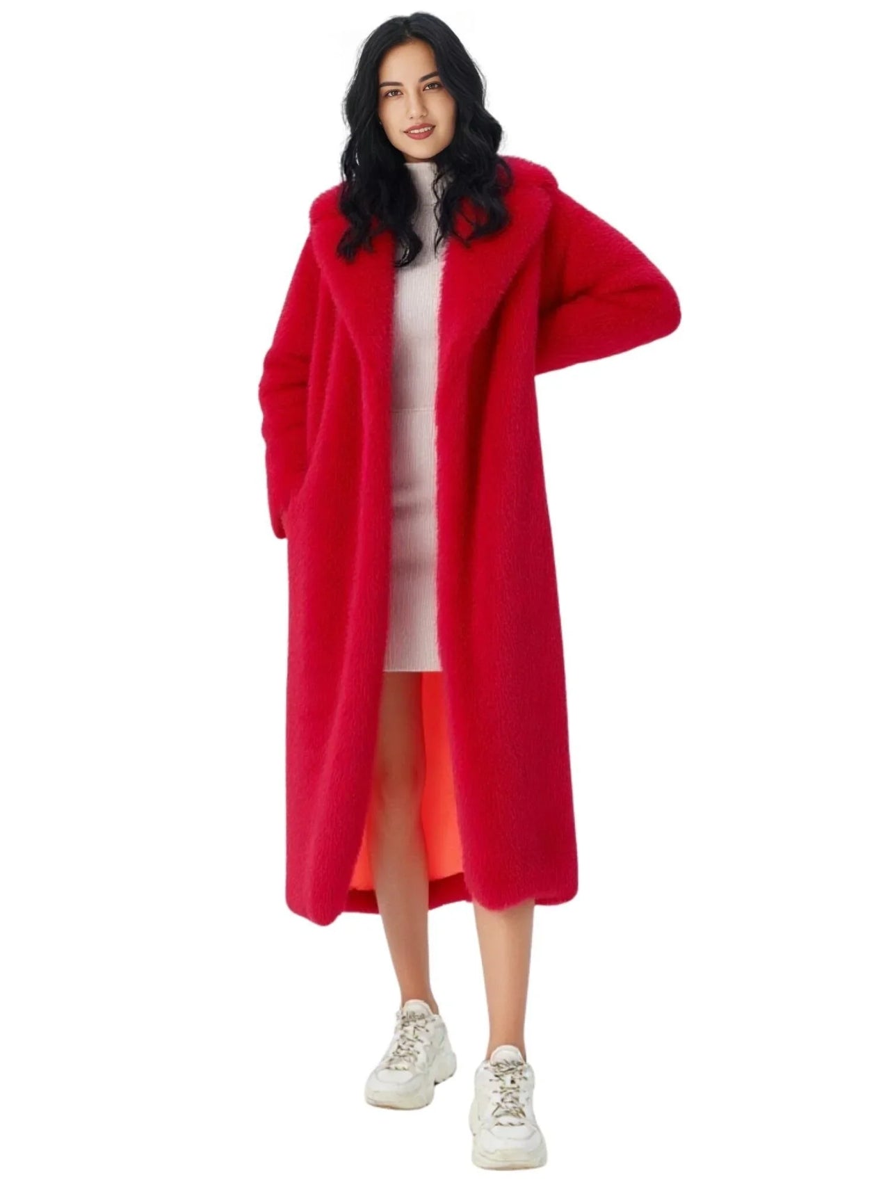 Fluffy Super Long Fur Coats Women's Jacket Winter Lapel Thick Faux Fur Coats Jacket for Women Outerwear, Drestiny, Extra long faux fur coat, Long faux fur coat women, oversized faux fur coat, Maxi faux fur coat, Luxury faux fur coat long, S, M, L, XL, 2, 4, 6, 8, 10, 12, United States, USA, Canada, Australia, New Zealand, Coats, United Kingdom, UK, Fuchsia, White, Black, Red, Royal Blue, shopdrestiny.com