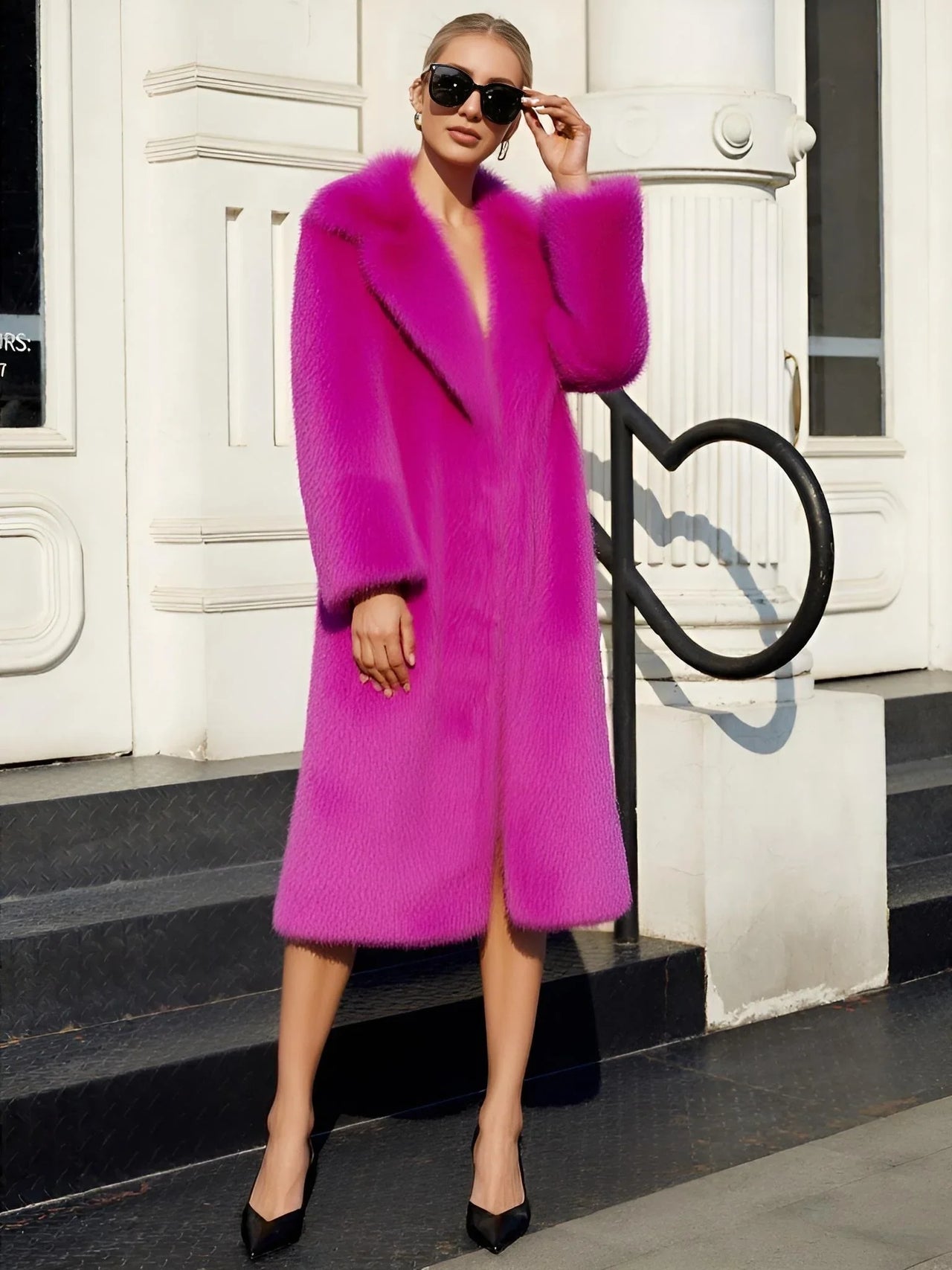 Fluffy Super Long Fur Coats Women's Jacket Winter Lapel Thick Faux Fur Coats Jacket for Women Outerwear, Drestiny, Extra long faux fur coat, Long faux fur coat women, oversized faux fur coat, Maxi faux fur coat, Luxury faux fur coat long, S, M, L, XL, 2, 4, 6, 8, 10, 12, United States, USA, Canada, Australia, New Zealand, Coats, United Kingdom, UK, Fuchsia, White, Black, Red, Royal Blue, shopdrestiny.com