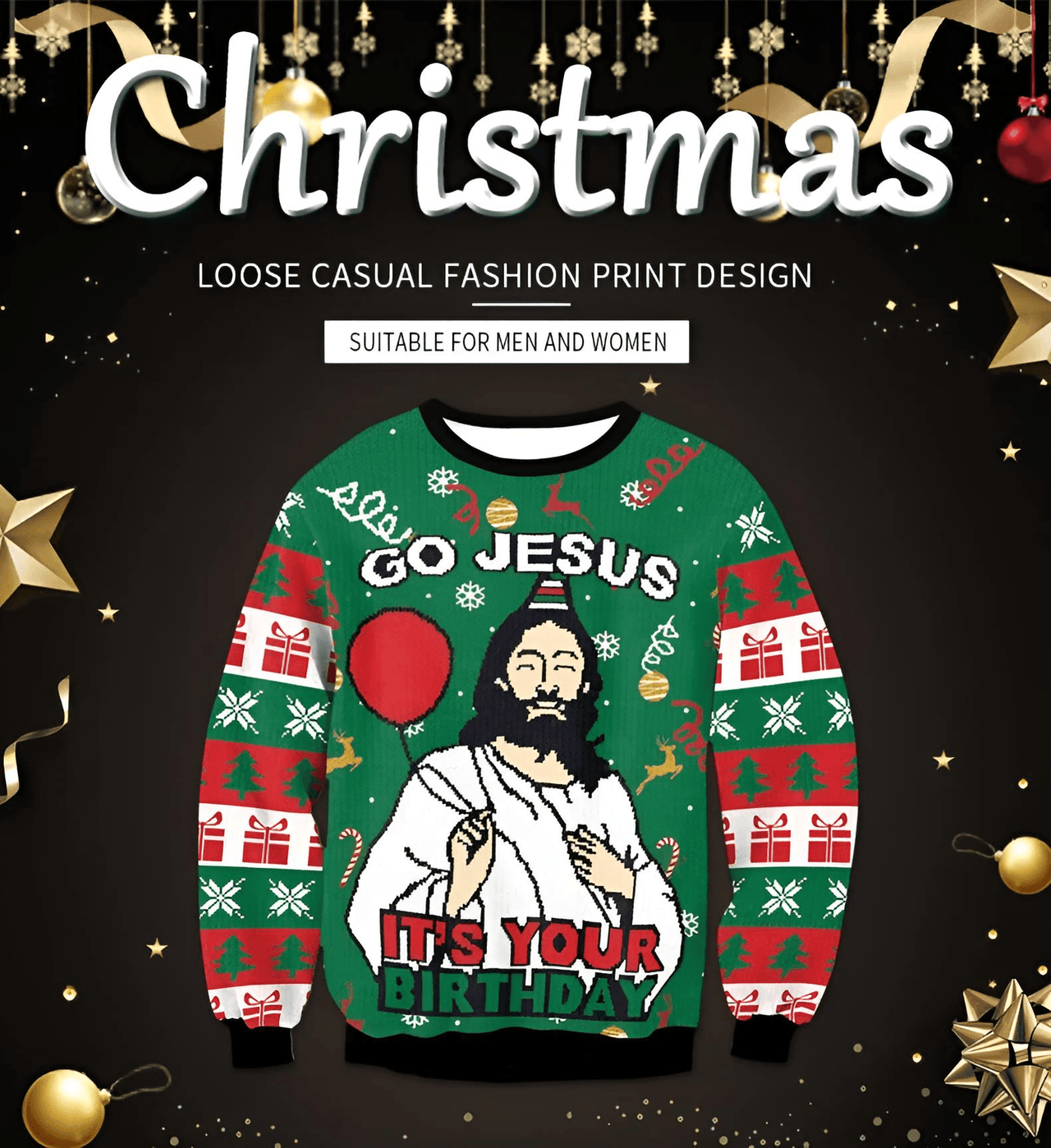 Funny Ugly Christmas Sweaters Jumpers Holiday Party Xmas Sweatshirts, Drestiny, Sweaters, Pullovers, Sweatshirts, Long Sleeves, Green, Red, Black, Yellow, Gold, United States, Australia, New Zealand, United Kingdom, S, M,L, XL, shopdrestiny.com