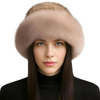 Thumbnail for Genuine Real Natural Knitted Mink Fur Hat Cap Luxury Women's Knit Fashion Winter Headwear Warm Real Fox Fur Hats