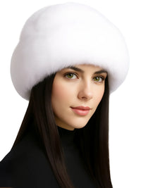 Thumbnail for Genuine Real Natural Knitted Mink Fur Hat Cap Luxury Women's Knit Fashion Winter Headwear Warm Real Fox Fur Hats