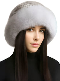 Thumbnail for Genuine Real Natural Knitted Mink Fur Hat Cap Luxury Women's Knit Fashion Winter Headwear Warm Real Fox Fur Hats