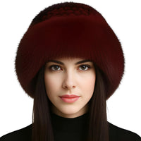 Thumbnail for Genuine Real Natural Knitted Mink Fur Hat Cap Luxury Women's Knit Fashion Winter Headwear Warm Real Fox Fur Hats