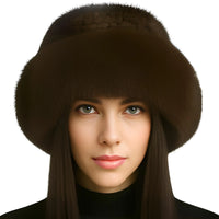 Thumbnail for Genuine Real Natural Knitted Mink Fur Hat Cap Luxury Women's Knit Fashion Winter Headwear Warm Real Fox Fur Hats