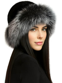 Thumbnail for Genuine Real Natural Knitted Mink Fur Hat Cap Luxury Women's Knit Fashion Winter Headwear Warm Real Fox Fur Hats