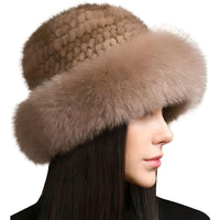 Thumbnail for Genuine Real Natural Knitted Mink Fur Hat Cap Luxury Women's Knit Fashion Winter Headwear Warm Real Fox Fur Hats -, Hats , Drestiny , Australia, Black, Brown, Canada, Dark Brown, Grey, Hats, Light Brown, Light Grey, New Zealand, Pink, Silver, Tan, United Kingdom, United States, White, Wine Red , Drestiny , www.shopdrestiny.com