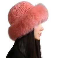 Thumbnail for Genuine Real Natural Knitted Mink Fur Hat Cap Luxury Women's Knit Fashion Winter Headwear Warm Real Fox Fur Hats -, Hats , Drestiny , Australia, Black, Brown, Canada, Dark Brown, Grey, Hats, Light Brown, Light Grey, New Zealand, Pink, Silver, Tan, United Kingdom, United States, White, Wine Red , Drestiny , www.shopdrestiny.com