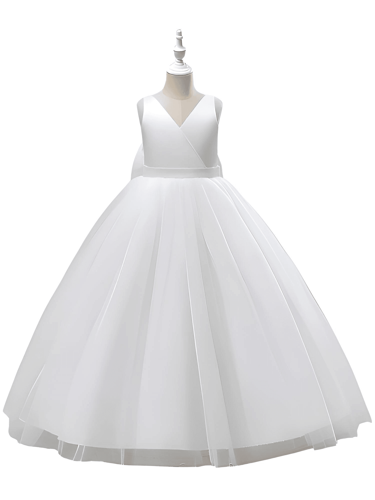 Girl's Long White Dresses For Weddings, Formal Evenings, Birthday Parties or Kid's First Communion -, Dress , Drestiny , 10, 10T, 12, 12T, 2T, 4T, 6T, 8T, Australia, Dark Blue, Dark Pink, Dark Red, Dresses, Girls, New Zealand, Sleeveless, TD, United Kingdom, United States, White , Drestiny , www.shopdrestiny.com