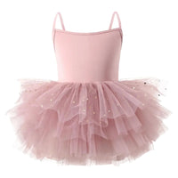 Thumbnail for Dark pink glitter ballet tutu dress with thin straps on a white background