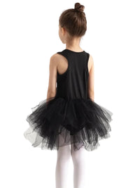 Thumbnail for Girl wearing a black sleeveless Ballet Tutu Dress on a white background