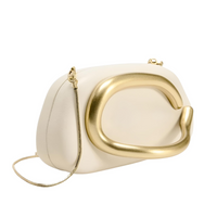 Thumbnail for Gold Closure Box Clutch Bag Women Evening Wedding Party Chic Purse Handbag, Drestiny, Clutches, Purses, United States, USA, Canada, Australia, New Zealand, United Kingdom, UK, Reddish Brown, Gold, Beige, gold handle clutch bag, gold clutch with chain, small gold clutch, shopdrestiny.com