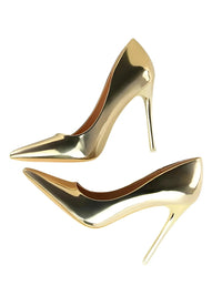 Thumbnail for Gold stiletto pumps on a white background