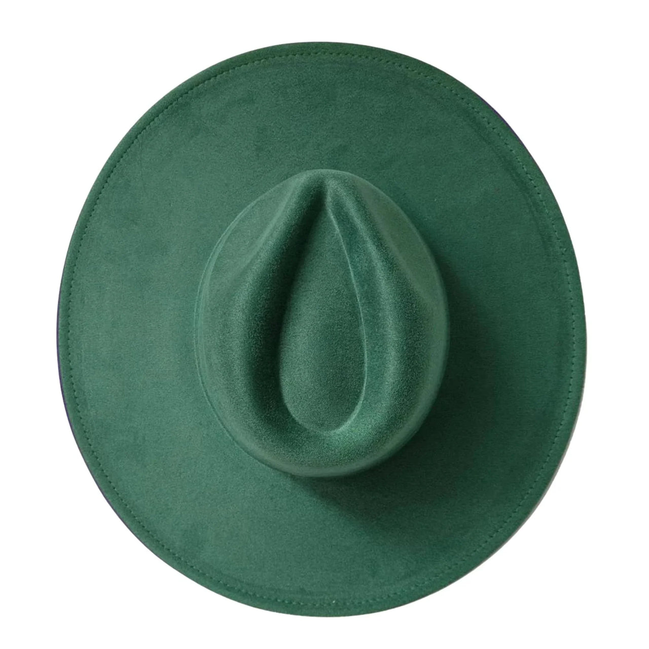 Green suede fedora hat on a white background