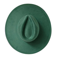 Thumbnail for Green suede fedora hat on a white background