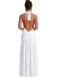 Thumbnail for Halter Deep-V Backless Maxi Dress For Women Fashion Solid Sleeveless Thigh High Split Sexy Long Dress Elegant, Drestiny, backless maxi dress summer, sexy backless maxi dresses, long backless dresses for women, backless maxi dress for wedding guest, cheap backless maxi dresses, Ankle Length Dresses, Maxi Dresses, Sleeveless, United States, USA, Canada, Australia, New Zealand, United Kingdom, UK, Brown, White, Black, shopdrestiny.com